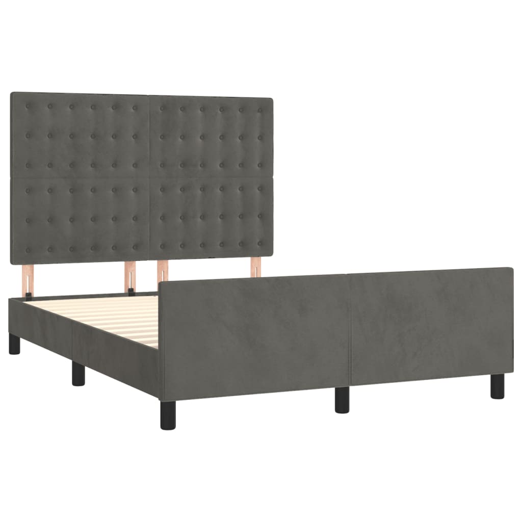 Bedframe met hoofdeinde fluweel donkergrijs 140x200 cm Bedden & bedframes | Creëer jouw Trendy Thuis | Gratis bezorgd & Retour | Trendy.nl