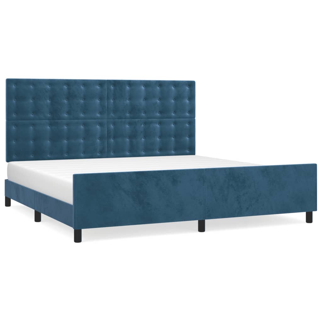 Bedframe zonder matras 200x200 cm fluweel donkerblauw