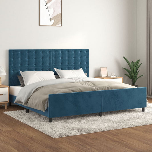 Bedframe zonder matras 200x200 cm fluweel donkerblauw