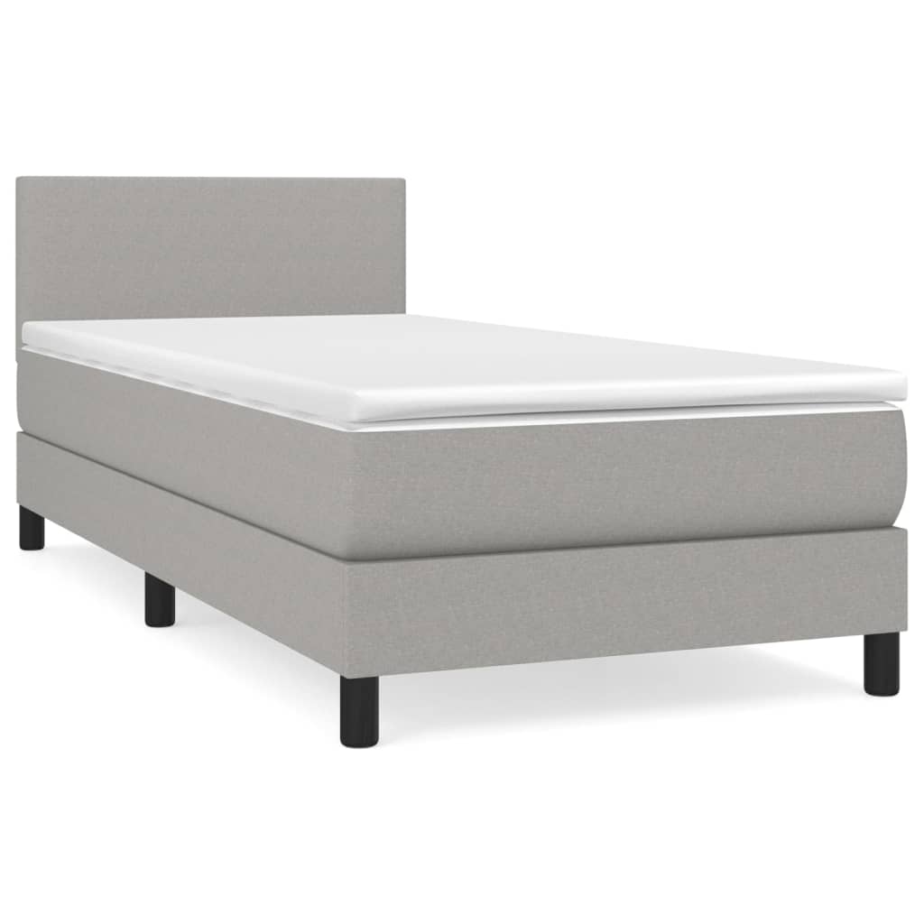 Boxspring met matras stof lichtgrijs 90x190 cm Bedden & bedframes | Creëer jouw Trendy Thuis | Gratis bezorgd & Retour | Trendy.nl