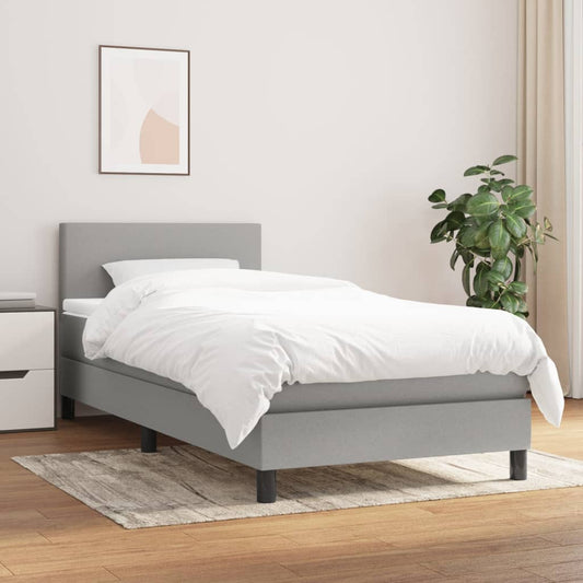 Boxspring met matras stof lichtgrijs 90x190 cm Bedden & bedframes | Creëer jouw Trendy Thuis | Gratis bezorgd & Retour | Trendy.nl