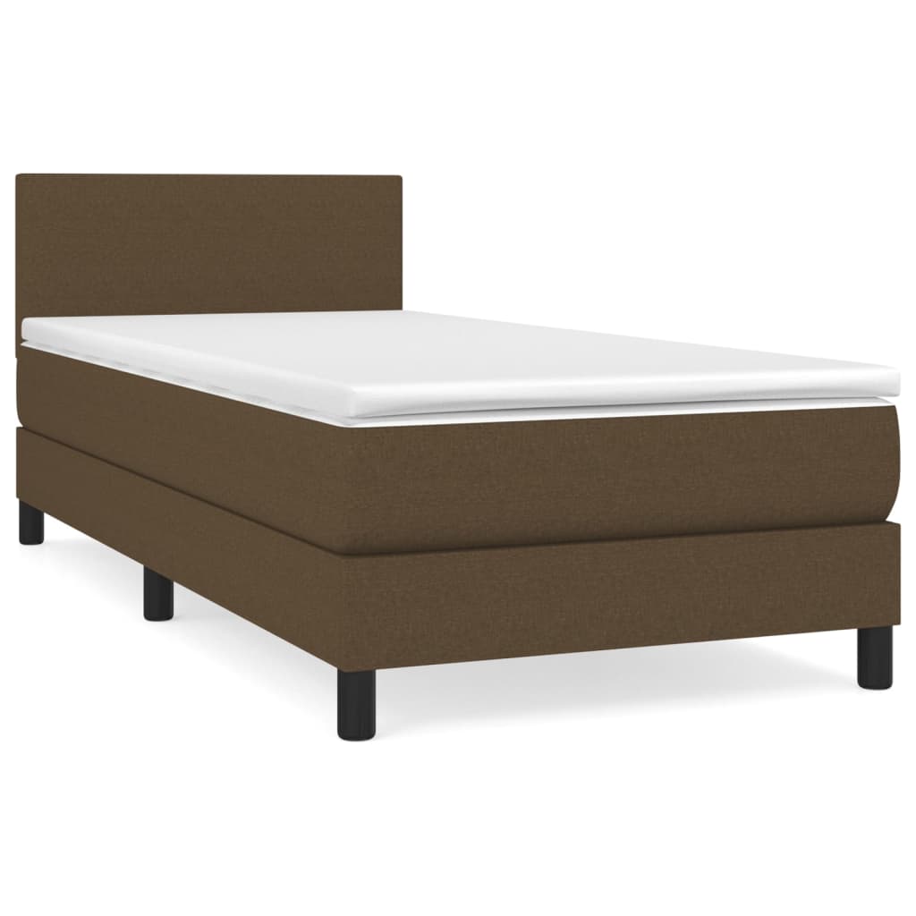 Boxspring met matras stof donkerbruin 90x190 cm Bedden & bedframes | Creëer jouw Trendy Thuis | Gratis bezorgd & Retour | Trendy.nl