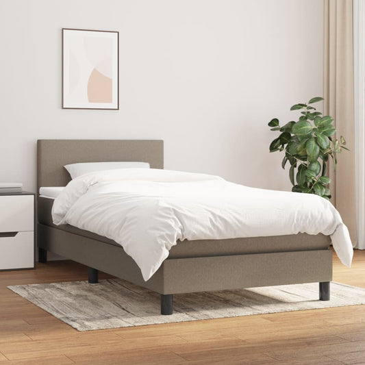 Boxspring met matras stof taupe 90x190 cm Bedden & bedframes | Creëer jouw Trendy Thuis | Gratis bezorgd & Retour | Trendy.nl