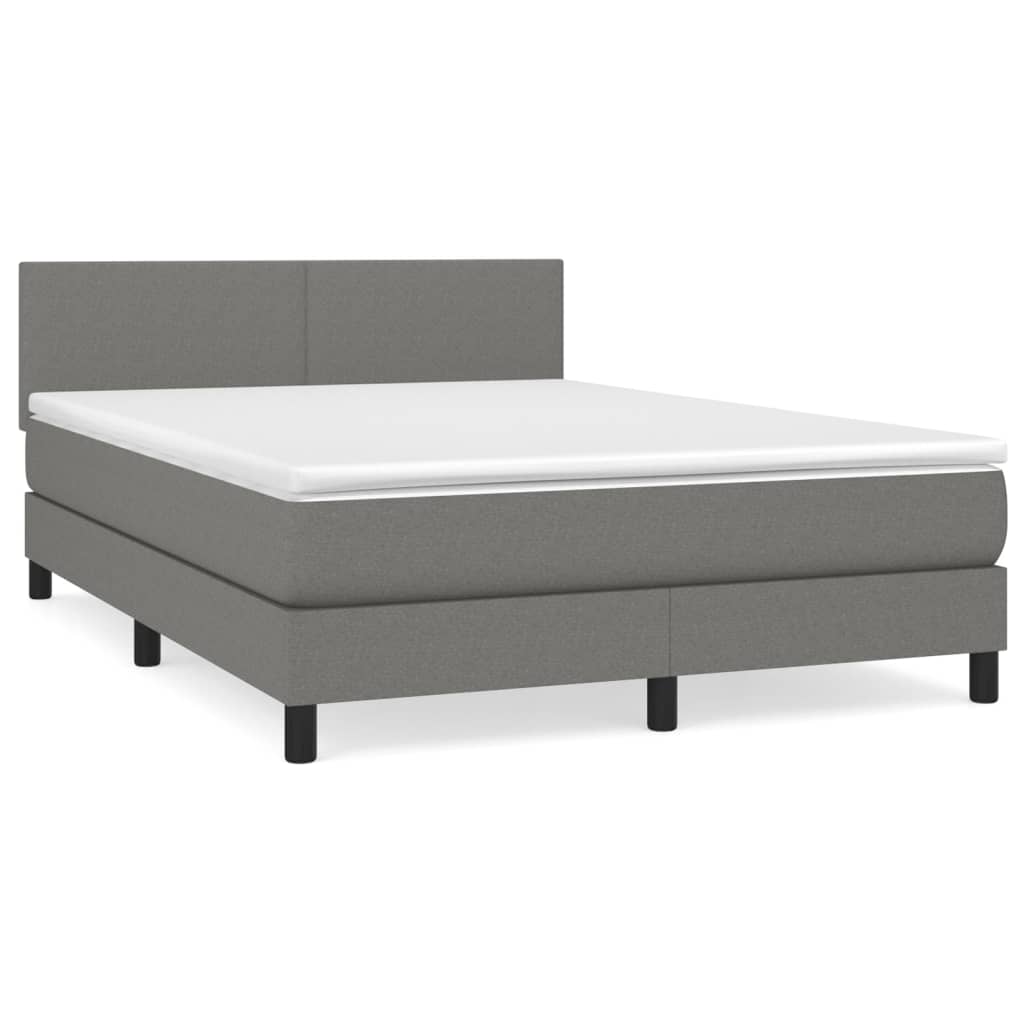 Boxspring met matras stof donkergrijs 140x190 cm Bedden & bedframes | Creëer jouw Trendy Thuis | Gratis bezorgd & Retour | Trendy.nl