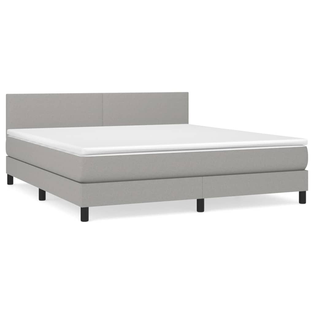 Boxspring met matras stof lichtgrijs 160x200 cm Bedden & bedframes | Creëer jouw Trendy Thuis | Gratis bezorgd & Retour | Trendy.nl