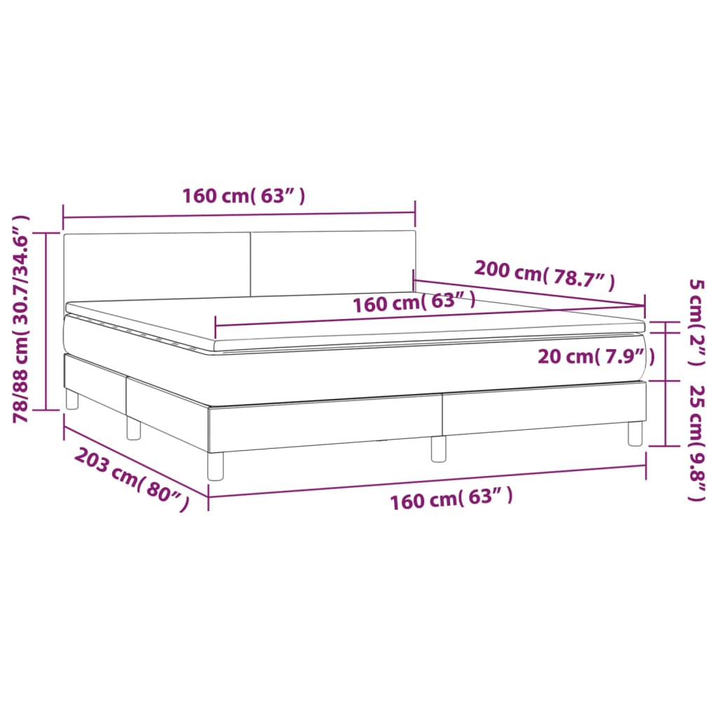 Boxspring met matras stof lichtgrijs 160x200 cm Bedden & bedframes | Creëer jouw Trendy Thuis | Gratis bezorgd & Retour | Trendy.nl