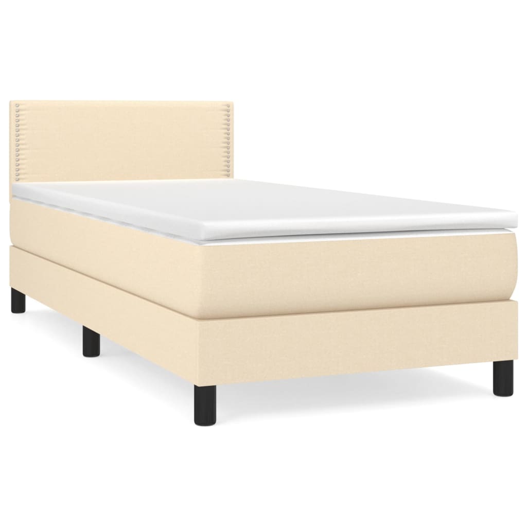 Boxspring met matras stof crèmekleurig 80x200 cm Bedden & bedframes | Creëer jouw Trendy Thuis | Gratis bezorgd & Retour | Trendy.nl