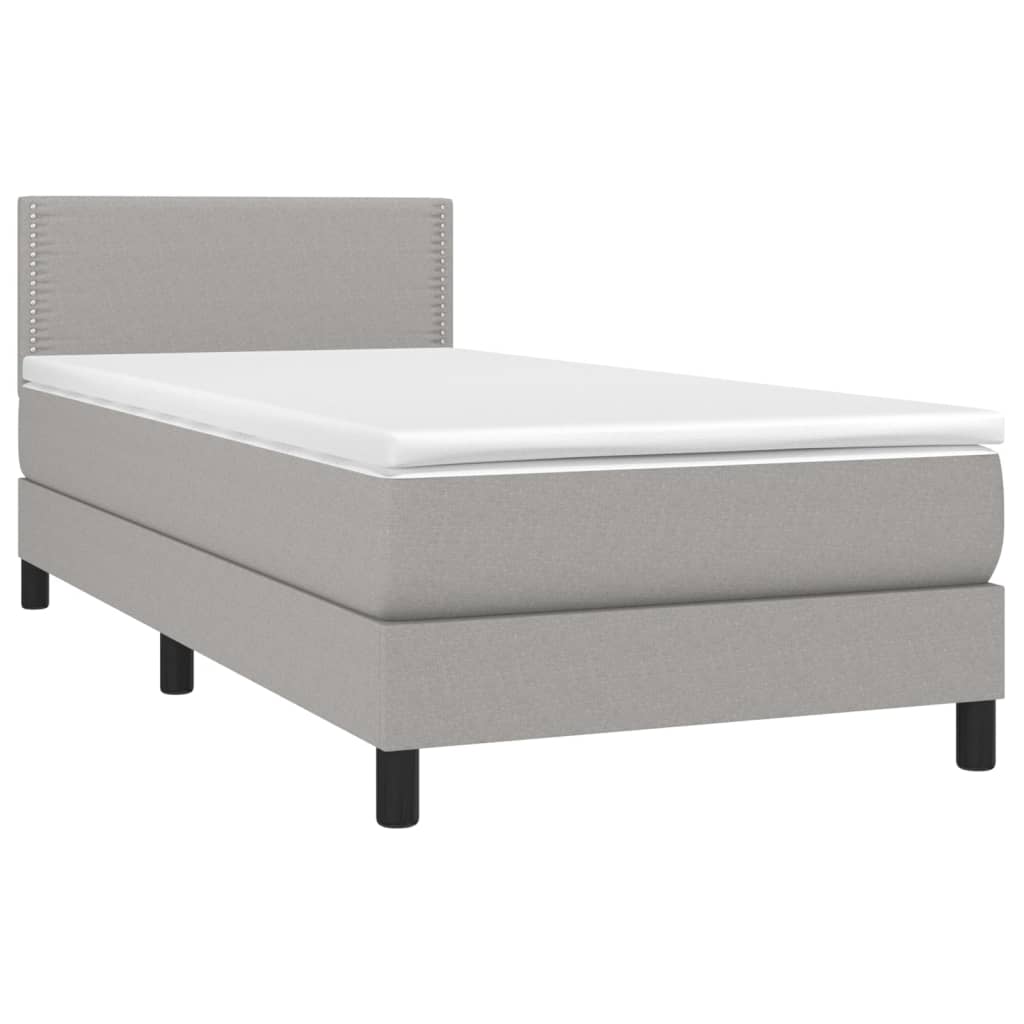 Boxspring met matras stof lichtgrijs 90x190 cm Bedden & bedframes | Creëer jouw Trendy Thuis | Gratis bezorgd & Retour | Trendy.nl