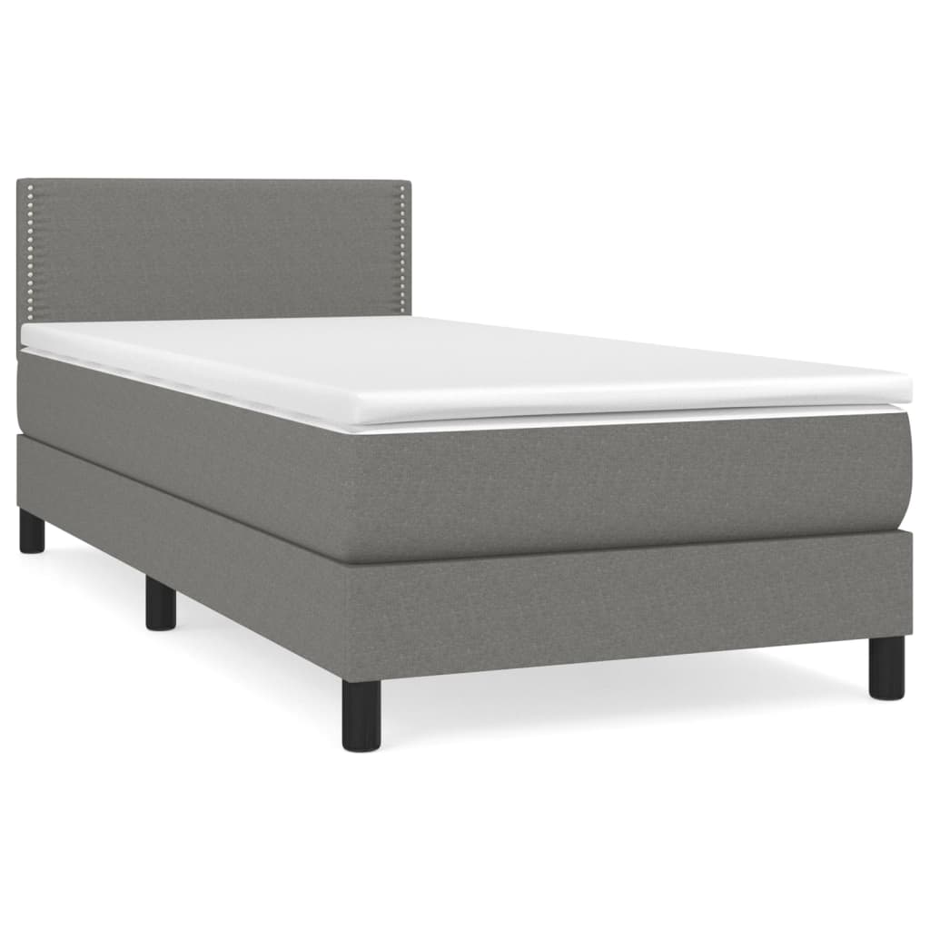 Boxspring met matras stof donkergrijs 90x190 cm Bedden & bedframes | Creëer jouw Trendy Thuis | Gratis bezorgd & Retour | Trendy.nl