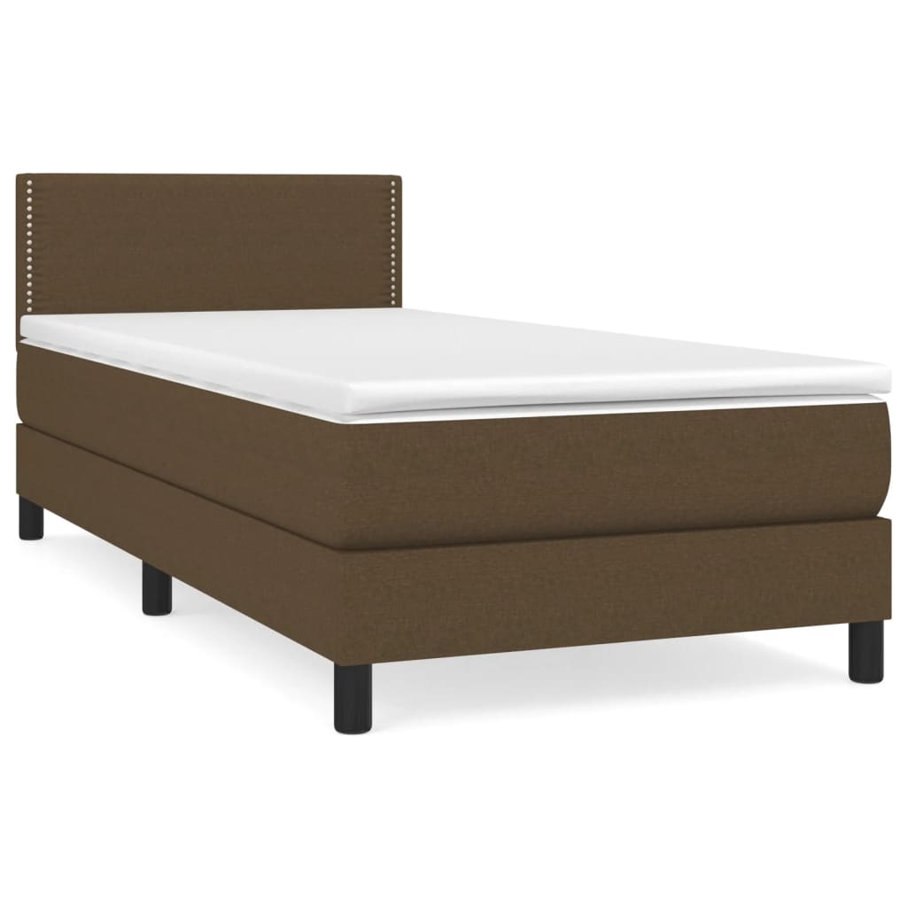 Boxspring met matras stof donkerbruin 90x190 cm Bedden & bedframes | Creëer jouw Trendy Thuis | Gratis bezorgd & Retour | Trendy.nl