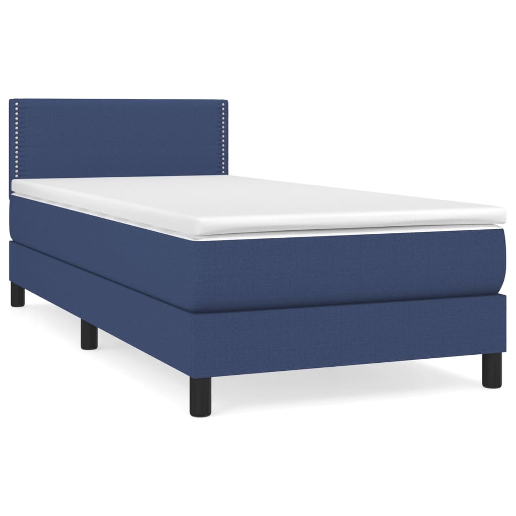 Boxspring met matras stof blauw 90x190 cm Bedden & bedframes | Creëer jouw Trendy Thuis | Gratis bezorgd & Retour | Trendy.nl