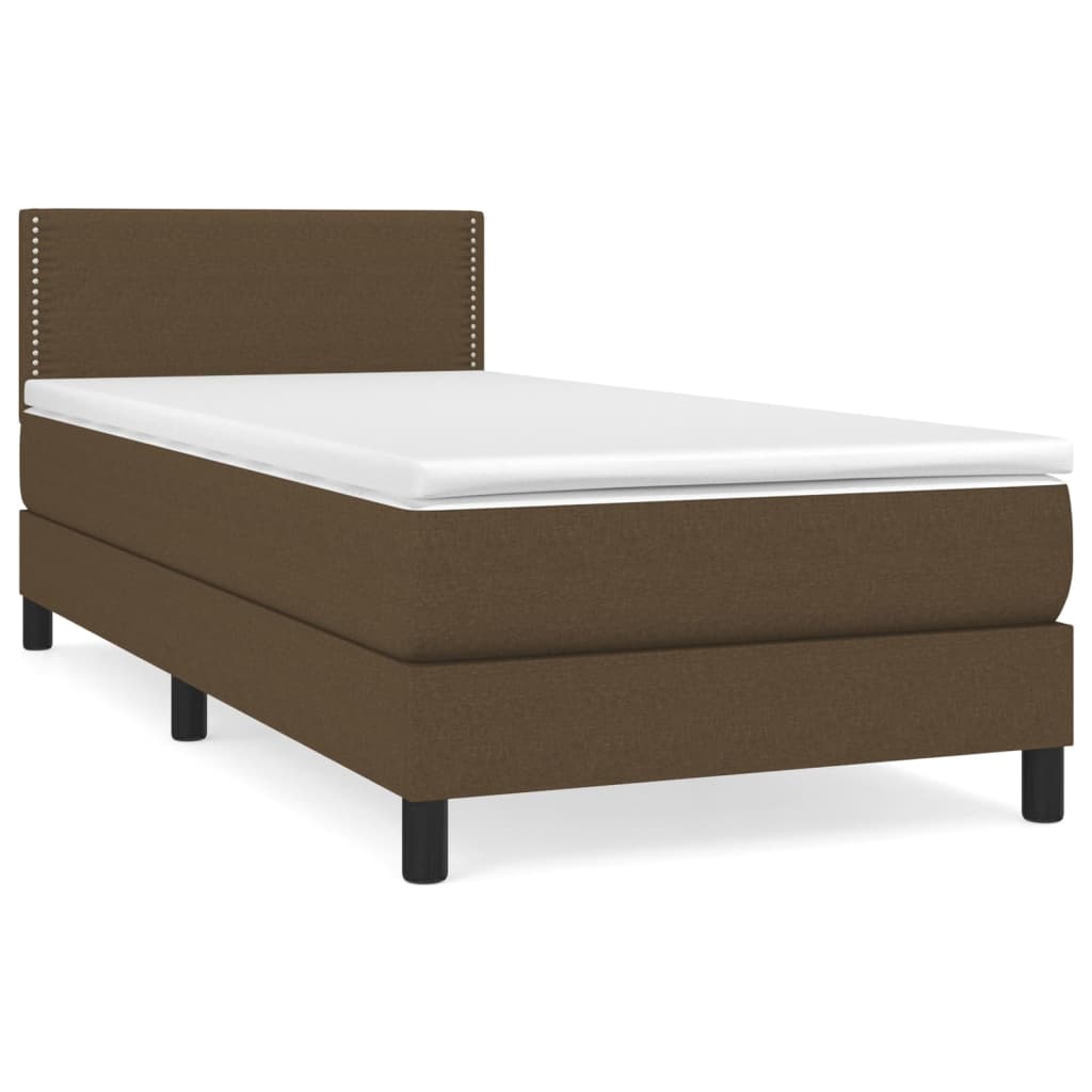 Boxspring met matras stof donkerbruin 90x200 cm Bedden & bedframes | Creëer jouw Trendy Thuis | Gratis bezorgd & Retour | Trendy.nl