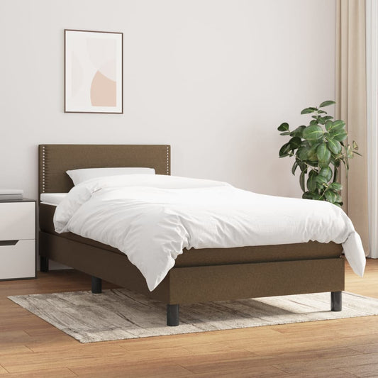 Boxspring met matras stof donkerbruin 90x200 cm Bedden & bedframes | Creëer jouw Trendy Thuis | Gratis bezorgd & Retour | Trendy.nl