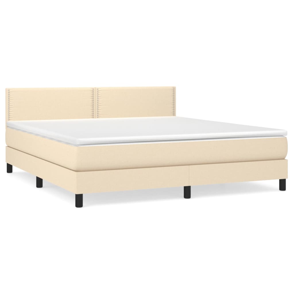 Boxspring met matras stof crèmekleurig 160x200 cm Bedden & bedframes | Creëer jouw Trendy Thuis | Gratis bezorgd & Retour | Trendy.nl