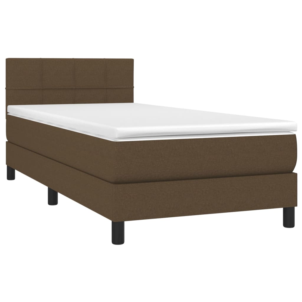 Boxspring met matras stof donkerbruin 90x190 cm Bedden & bedframes | Creëer jouw Trendy Thuis | Gratis bezorgd & Retour | Trendy.nl