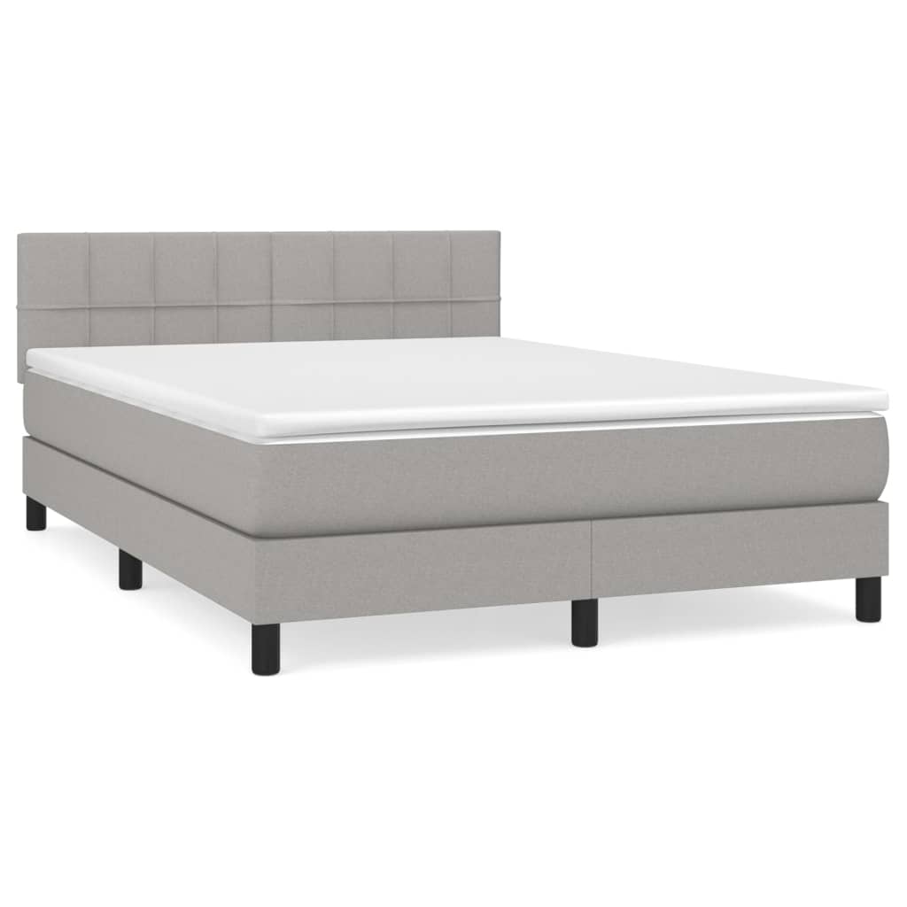 Boxspring met matras stof lichtgrijs 140x190 cm Bedden & bedframes | Creëer jouw Trendy Thuis | Gratis bezorgd & Retour | Trendy.nl