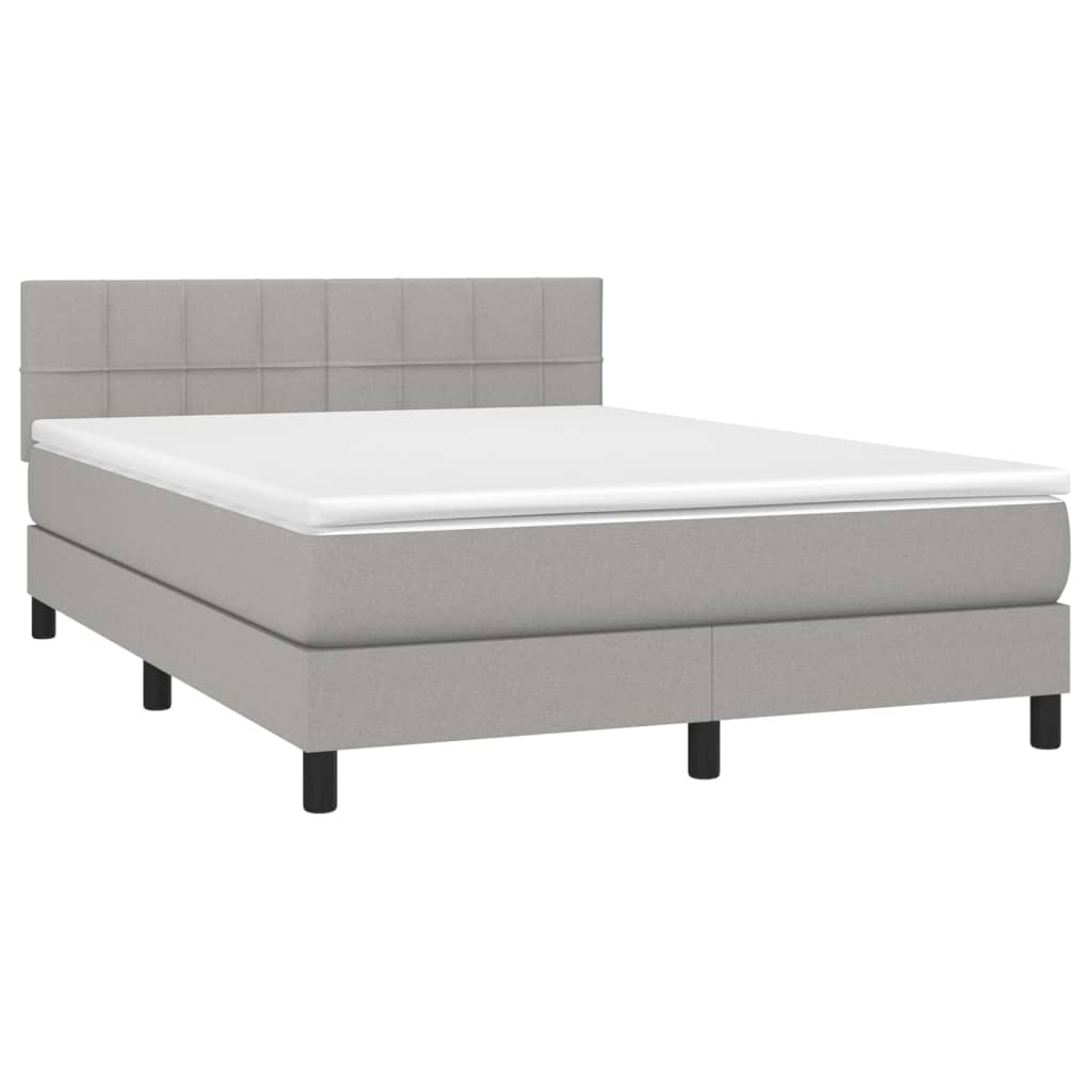 Boxspring met matras stof lichtgrijs 140x190 cm Bedden & bedframes | Creëer jouw Trendy Thuis | Gratis bezorgd & Retour | Trendy.nl