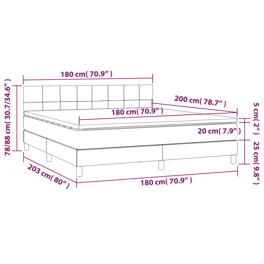 Boxspring met matras stof taupe 180x200 cm Bedden & bedframes | Creëer jouw Trendy Thuis | Gratis bezorgd & Retour | Trendy.nl