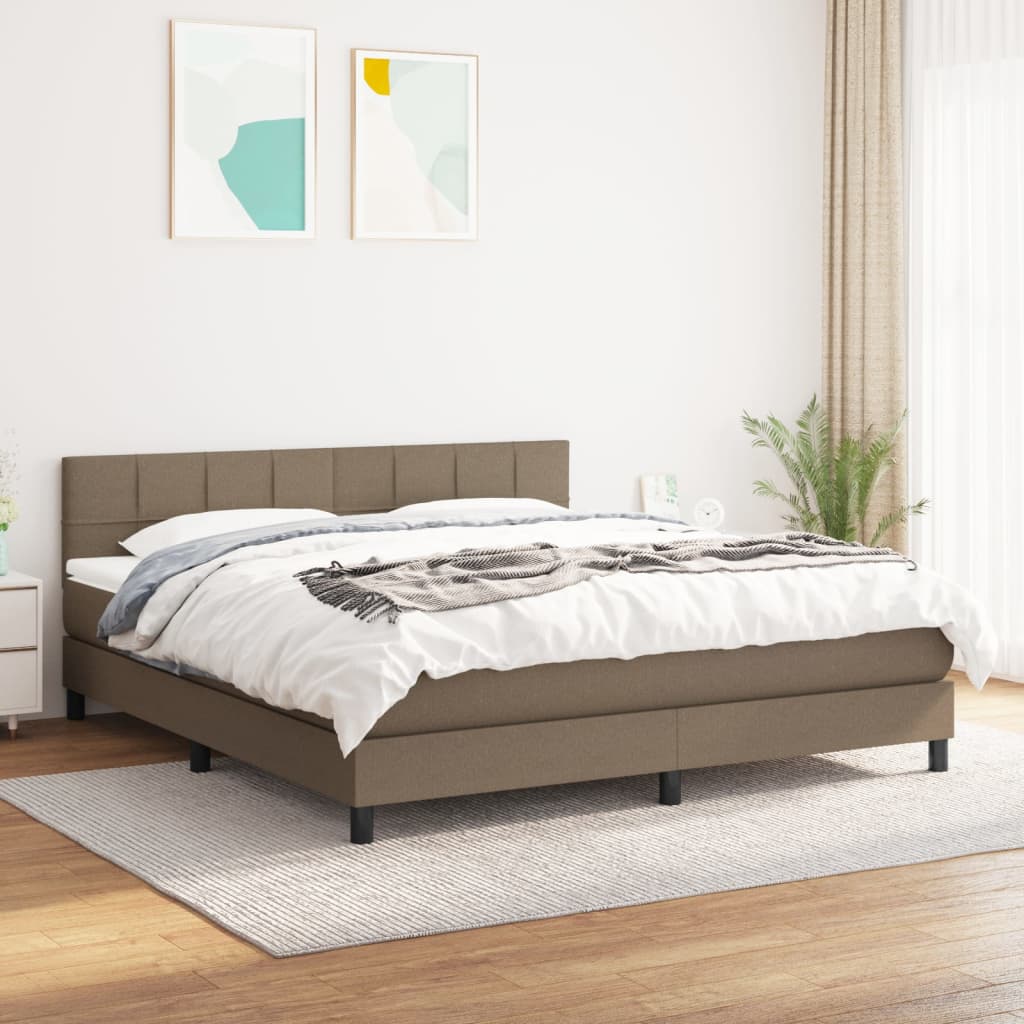 Boxspring met matras stof taupe 180x200 cm Bedden & bedframes | Creëer jouw Trendy Thuis | Gratis bezorgd & Retour | Trendy.nl