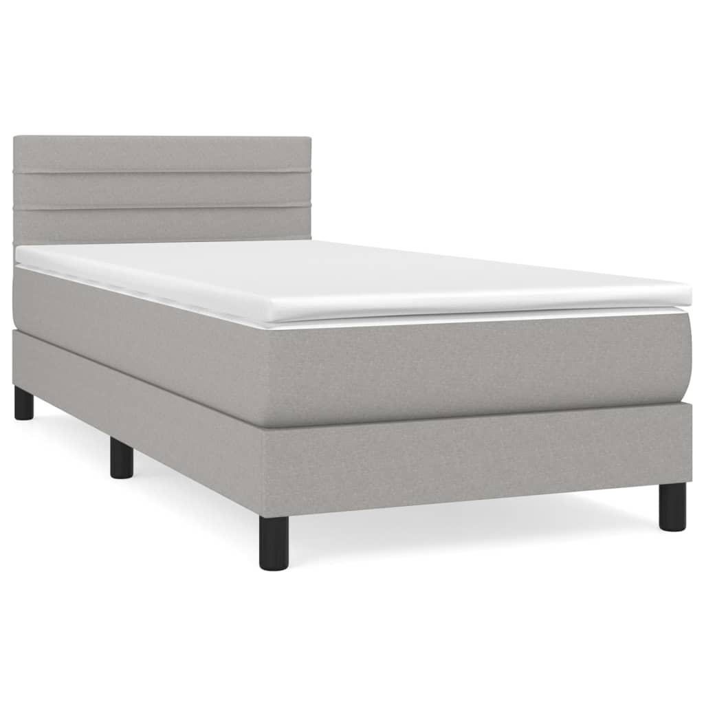 Boxspring met matras stof lichtgrijs 90x190 cm Bedden & bedframes | Creëer jouw Trendy Thuis | Gratis bezorgd & Retour | Trendy.nl