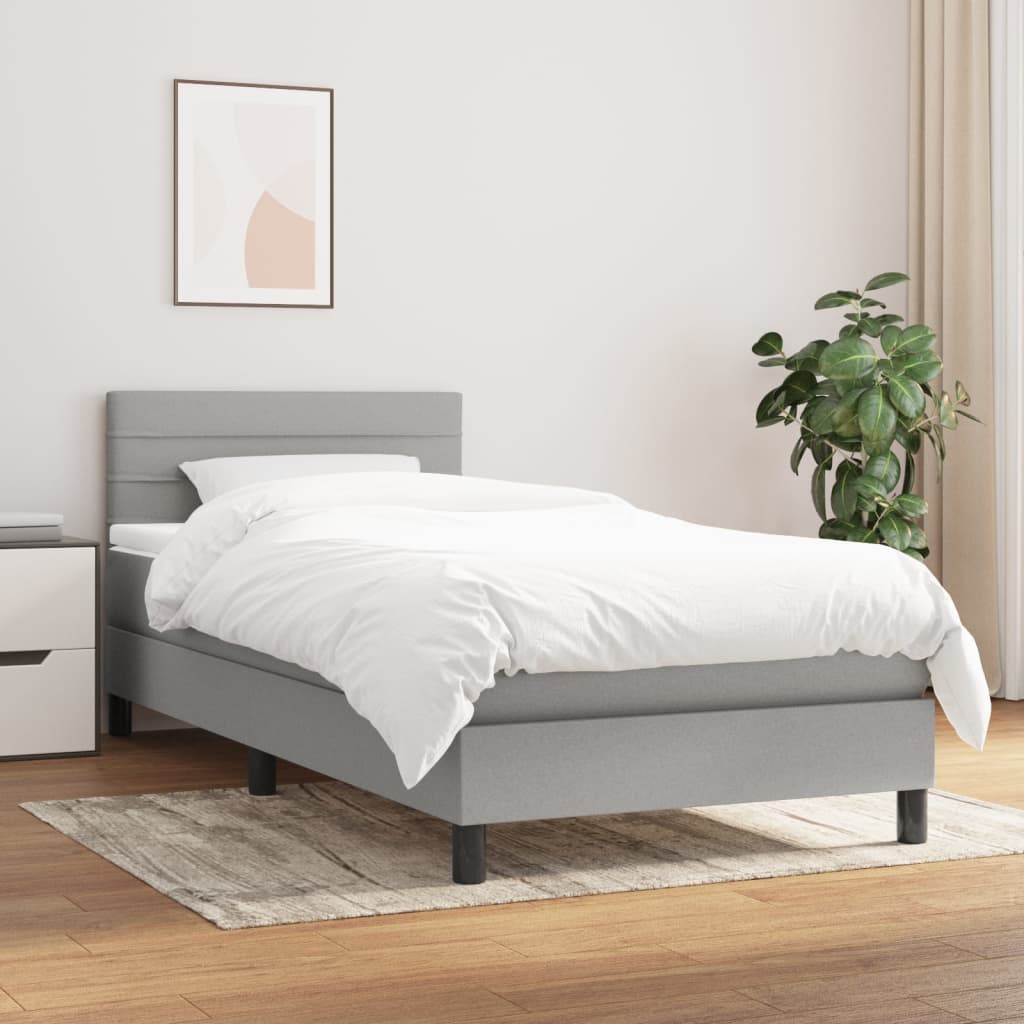 Boxspring met matras stof lichtgrijs 90x190 cm Bedden & bedframes | Creëer jouw Trendy Thuis | Gratis bezorgd & Retour | Trendy.nl