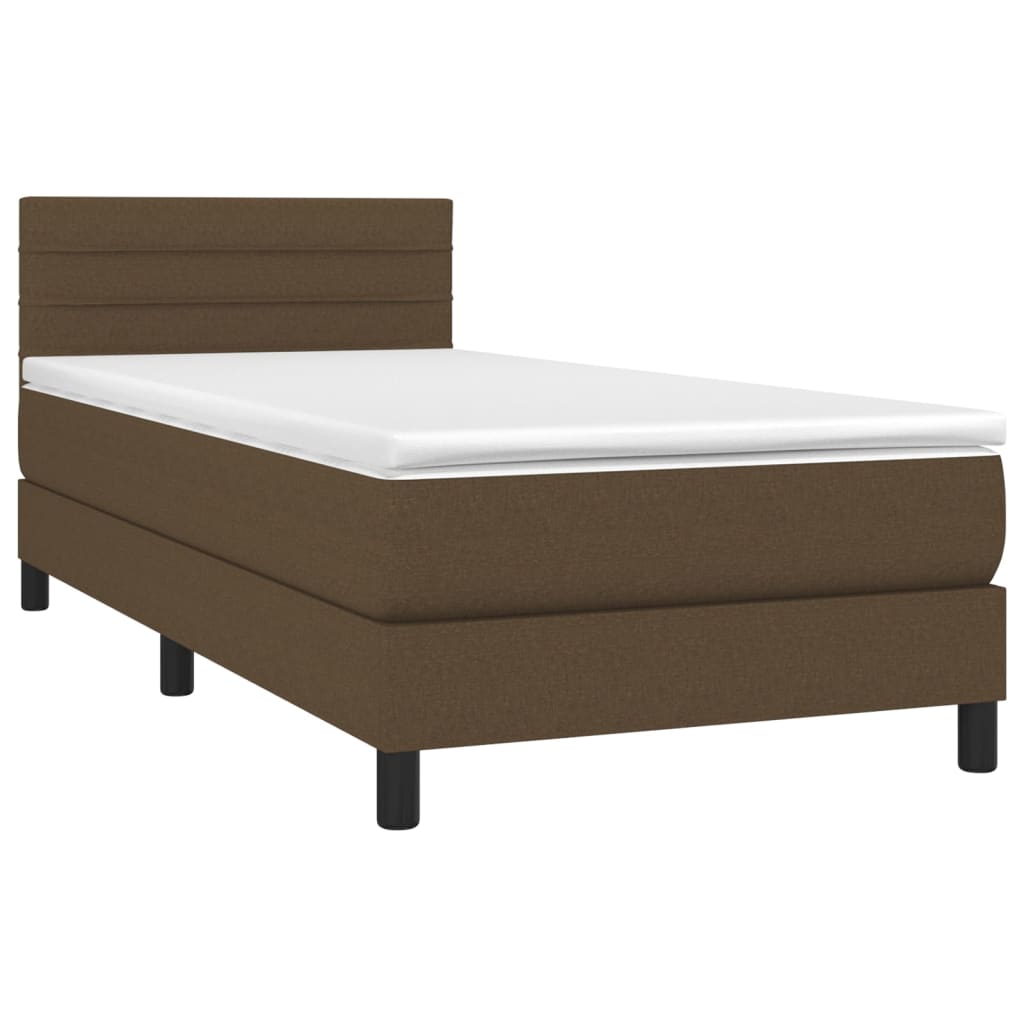 Boxspring met matras stof donkerbruin 90x190 cm Bedden & bedframes | Creëer jouw Trendy Thuis | Gratis bezorgd & Retour | Trendy.nl