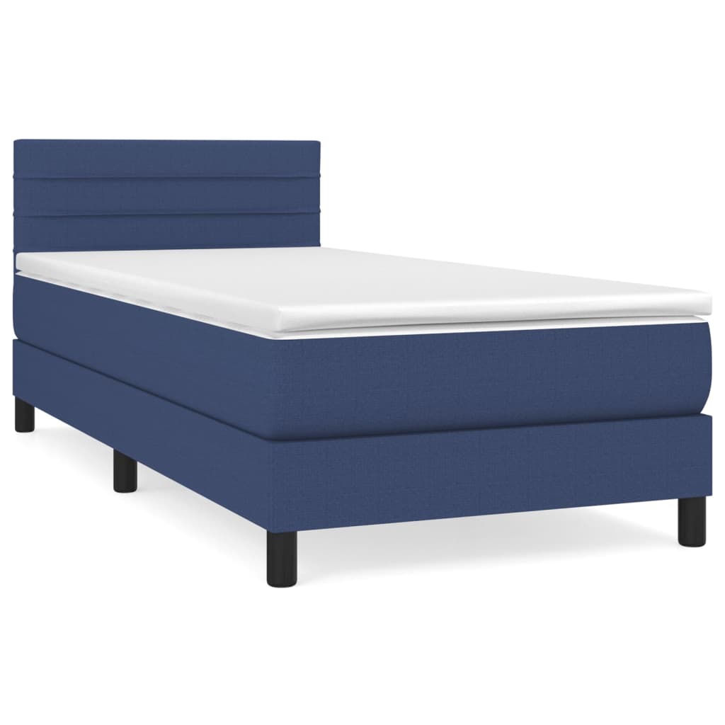 Boxspring met matras stof blauw 90x190 cm Bedden & bedframes | Creëer jouw Trendy Thuis | Gratis bezorgd & Retour | Trendy.nl