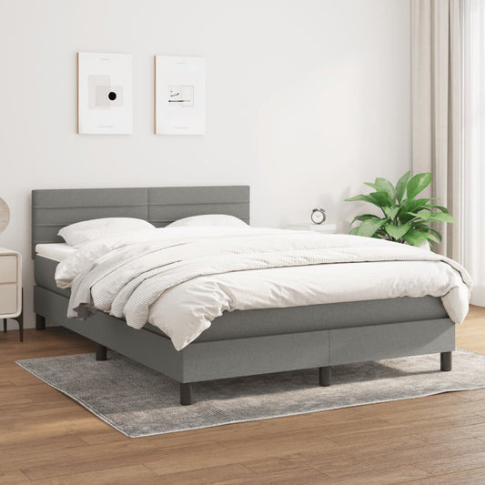 Boxspring met matras stof donkergrijs 140x200 cm Bedden & bedframes | Creëer jouw Trendy Thuis | Gratis bezorgd & Retour | Trendy.nl