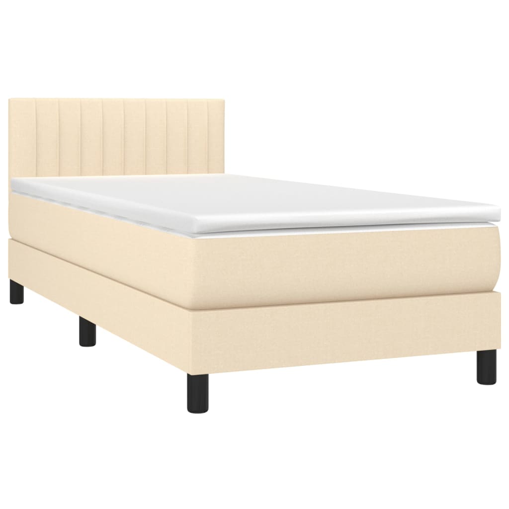 Boxspring met matras stof crèmekleurig 90x190 cm Bedden & bedframes | Creëer jouw Trendy Thuis | Gratis bezorgd & Retour | Trendy.nl