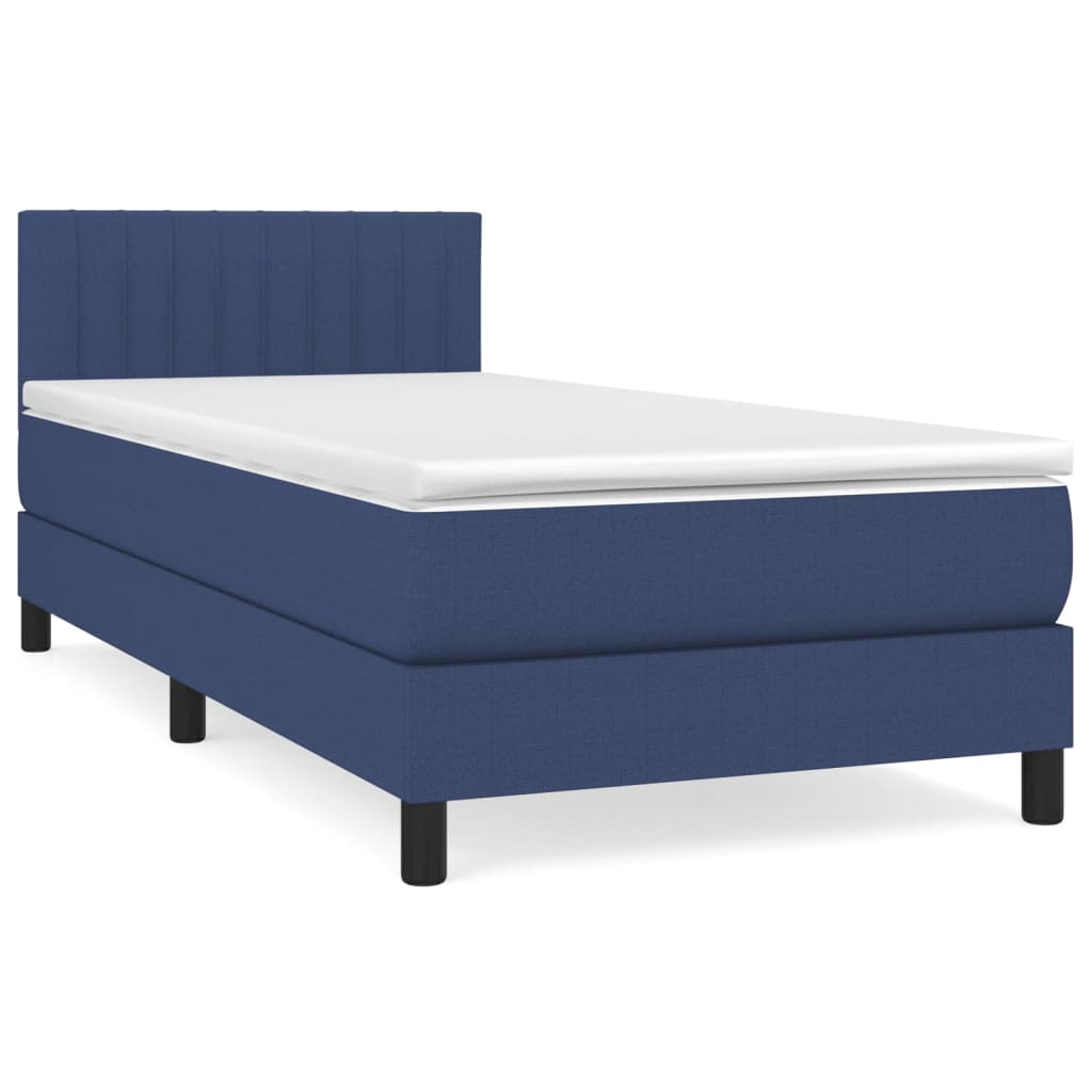 Boxspring met matras stof blauw 90x190 cm Bedden & bedframes | Creëer jouw Trendy Thuis | Gratis bezorgd & Retour | Trendy.nl