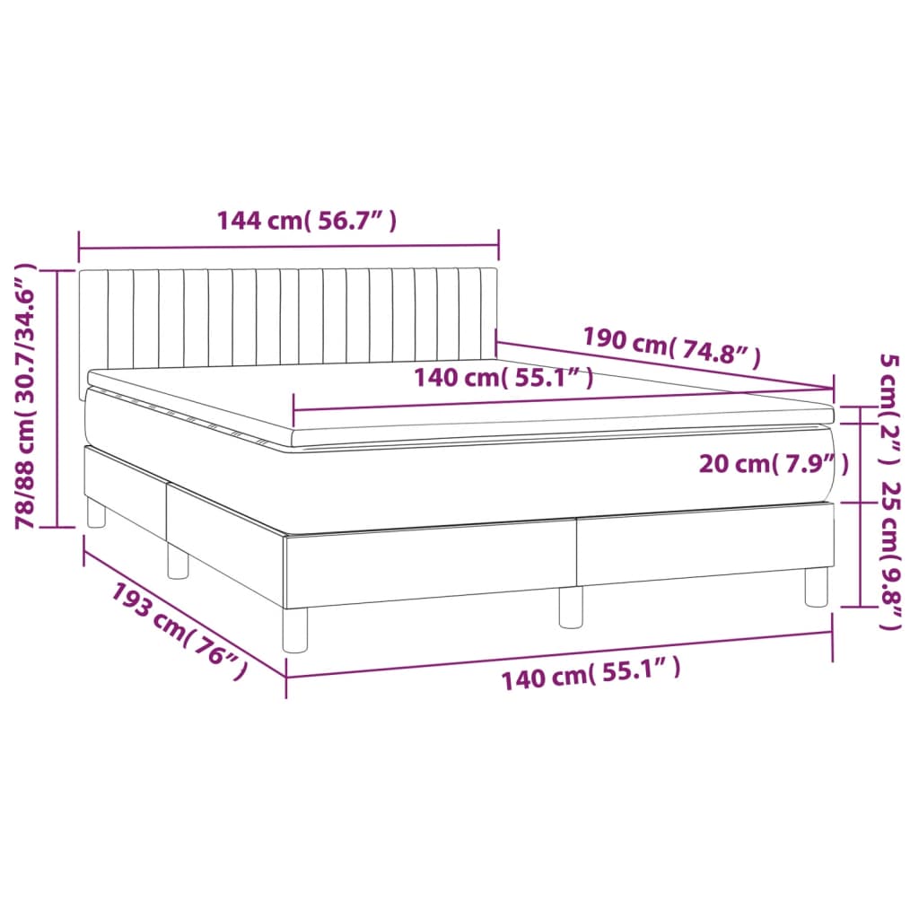 Boxspring met matras stof zwart 140x190 cm Bedden & bedframes | Creëer jouw Trendy Thuis | Gratis bezorgd & Retour | Trendy.nl