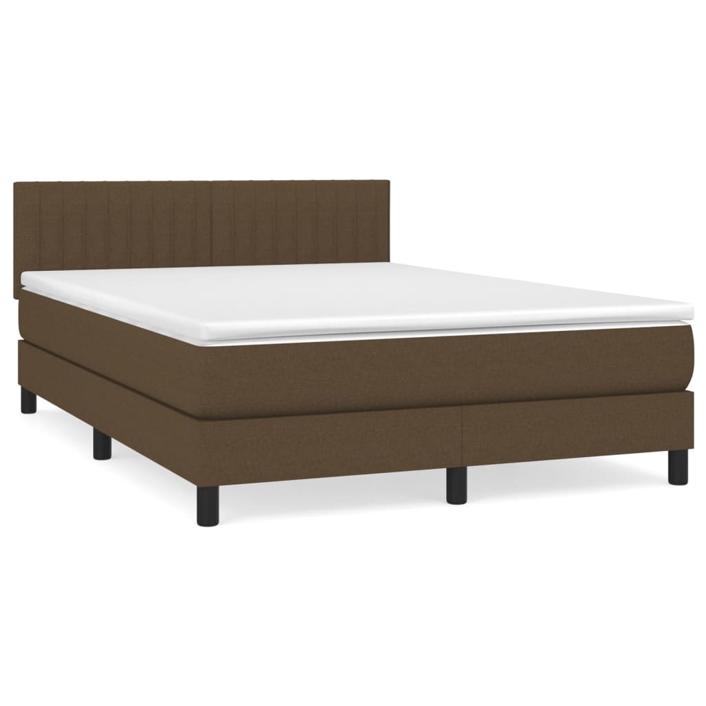 Boxspring met matras stof donkerbruin 140x190 cm Bedden & bedframes | Creëer jouw Trendy Thuis | Gratis bezorgd & Retour | Trendy.nl