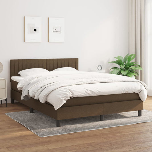 Boxspring met matras stof donkerbruin 140x190 cm Bedden & bedframes | Creëer jouw Trendy Thuis | Gratis bezorgd & Retour | Trendy.nl