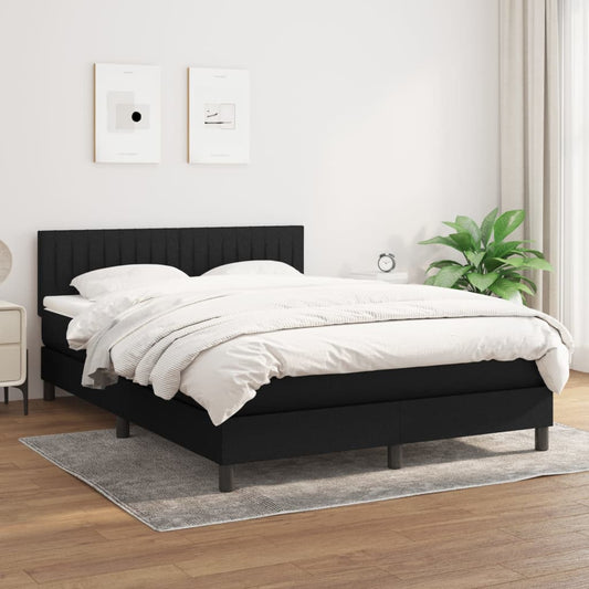 Boxspring met matras stof zwart 140x200 cm Bedden & bedframes | Creëer jouw Trendy Thuis | Gratis bezorgd & Retour | Trendy.nl