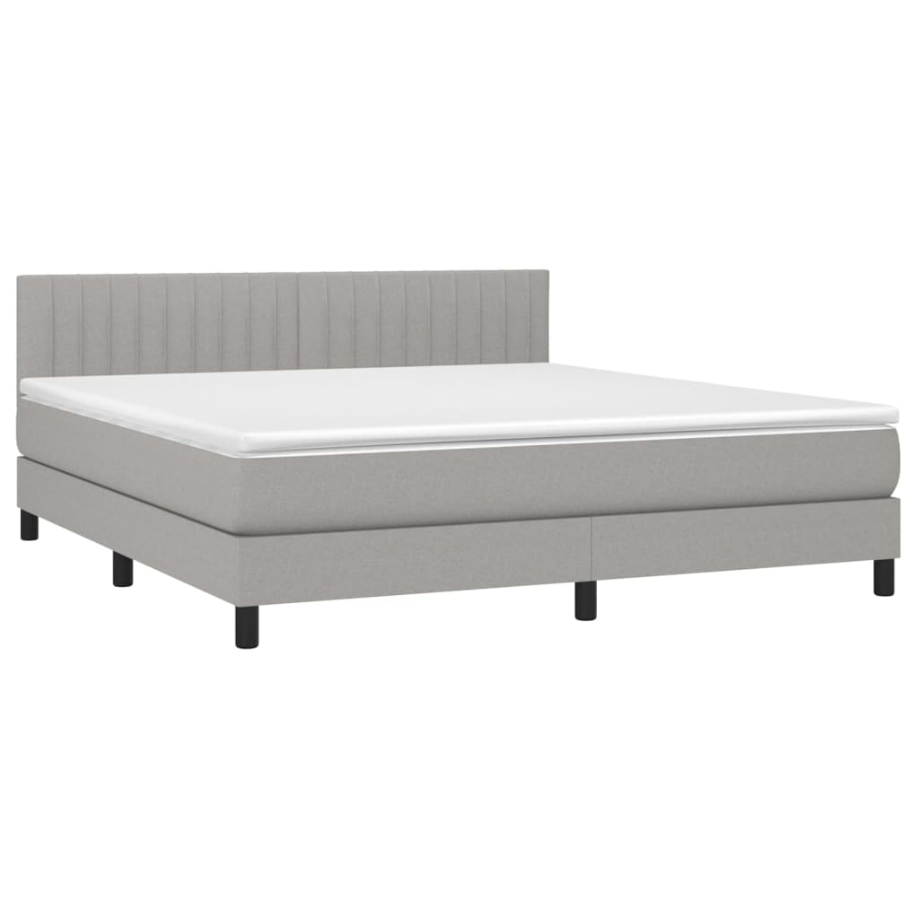 Boxspring met matras stof lichtgrijs 160x200 cm Bedden & bedframes | Creëer jouw Trendy Thuis | Gratis bezorgd & Retour | Trendy.nl