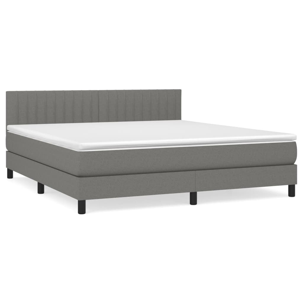 Boxspring met matras stof donkergrijs 160x200 cm Bedden & bedframes | Creëer jouw Trendy Thuis | Gratis bezorgd & Retour | Trendy.nl