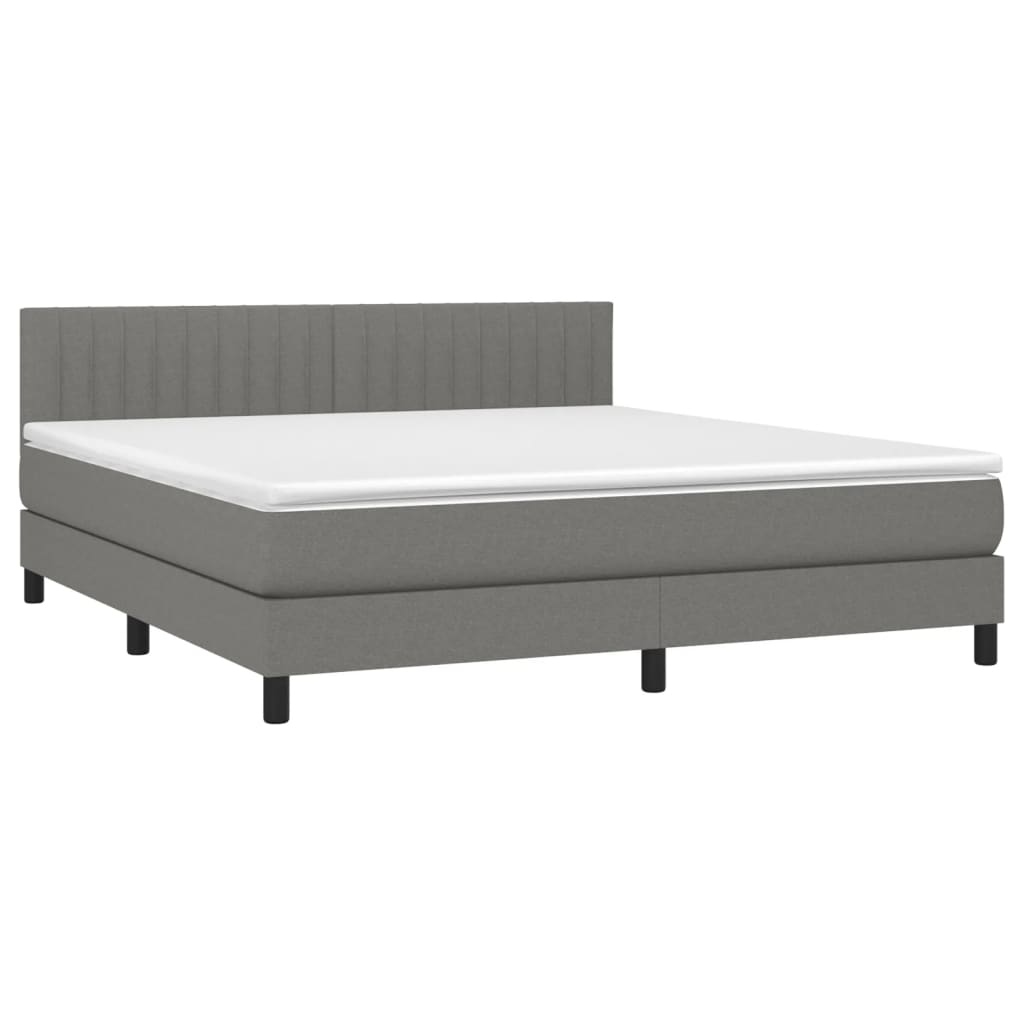 Boxspring met matras stof donkergrijs 160x200 cm Bedden & bedframes | Creëer jouw Trendy Thuis | Gratis bezorgd & Retour | Trendy.nl