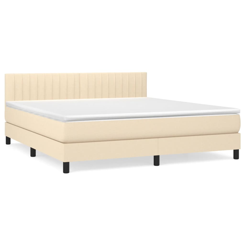 Boxspring met matras stof crèmekleurig 160x200 cm Bedden & bedframes | Creëer jouw Trendy Thuis | Gratis bezorgd & Retour | Trendy.nl