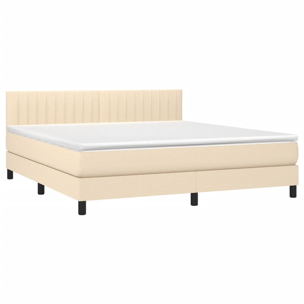 Boxspring met matras stof crèmekleurig 160x200 cm Bedden & bedframes | Creëer jouw Trendy Thuis | Gratis bezorgd & Retour | Trendy.nl