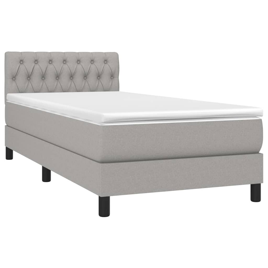 Boxspring met matras stof lichtgrijs 90x190 cm Bedden & bedframes | Creëer jouw Trendy Thuis | Gratis bezorgd & Retour | Trendy.nl