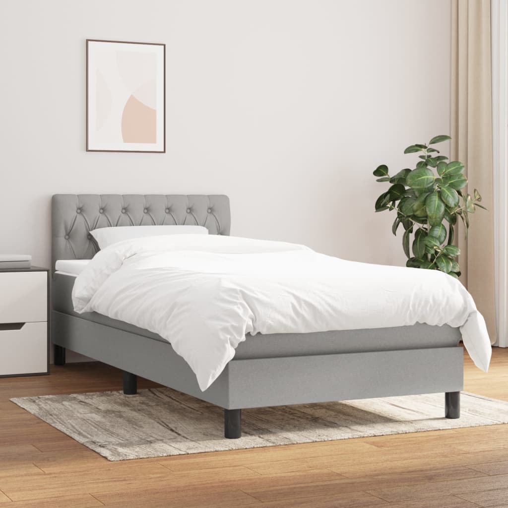 Boxspring met matras stof lichtgrijs 90x190 cm Bedden & bedframes | Creëer jouw Trendy Thuis | Gratis bezorgd & Retour | Trendy.nl