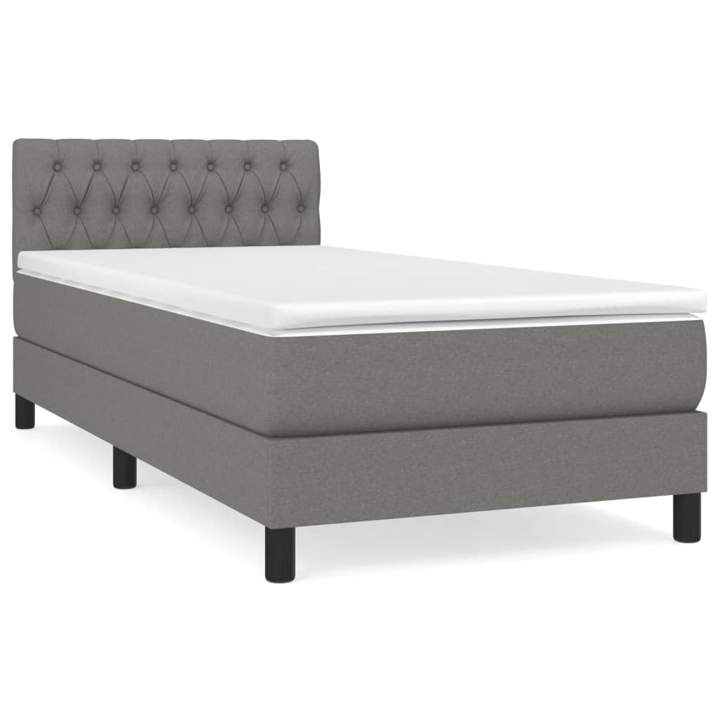 Boxspring met matras stof donkergrijs 90x190 cm Bedden & bedframes | Creëer jouw Trendy Thuis | Gratis bezorgd & Retour | Trendy.nl