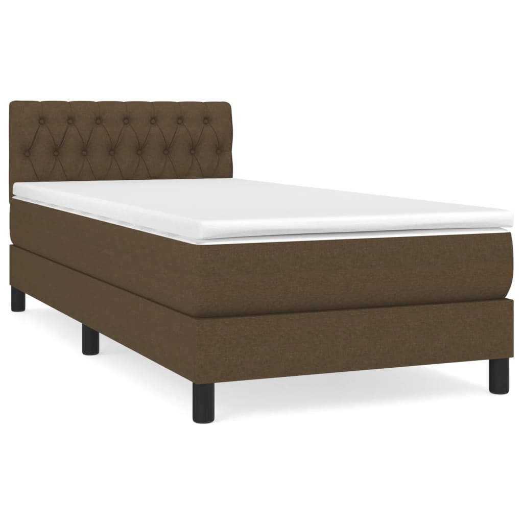 Boxspring met matras stof donkerbruin 90x190 cm Bedden & bedframes | Creëer jouw Trendy Thuis | Gratis bezorgd & Retour | Trendy.nl