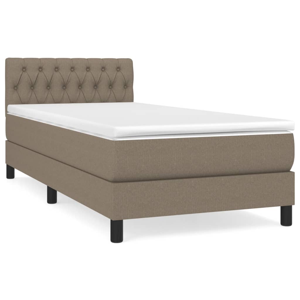 Boxspring met matras stof taupe 90x190 cm Bedden & bedframes | Creëer jouw Trendy Thuis | Gratis bezorgd & Retour | Trendy.nl