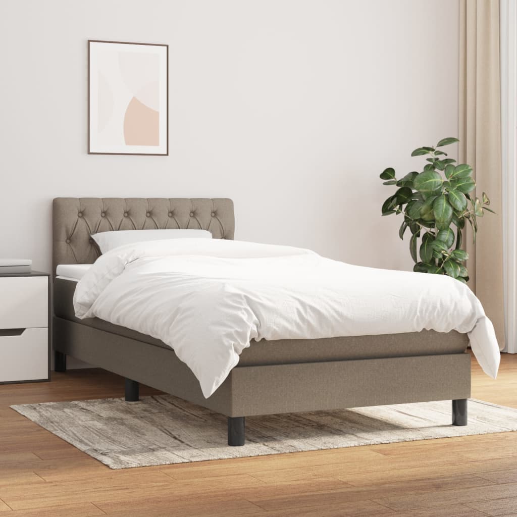 Boxspring met matras stof taupe 90x190 cm Bedden & bedframes | Creëer jouw Trendy Thuis | Gratis bezorgd & Retour | Trendy.nl