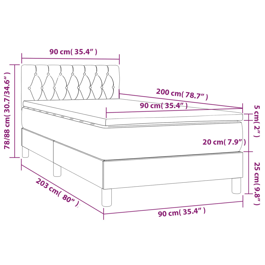 Boxspring met matras stof taupe 90x200 cm Bedden & bedframes | Creëer jouw Trendy Thuis | Gratis bezorgd & Retour | Trendy.nl