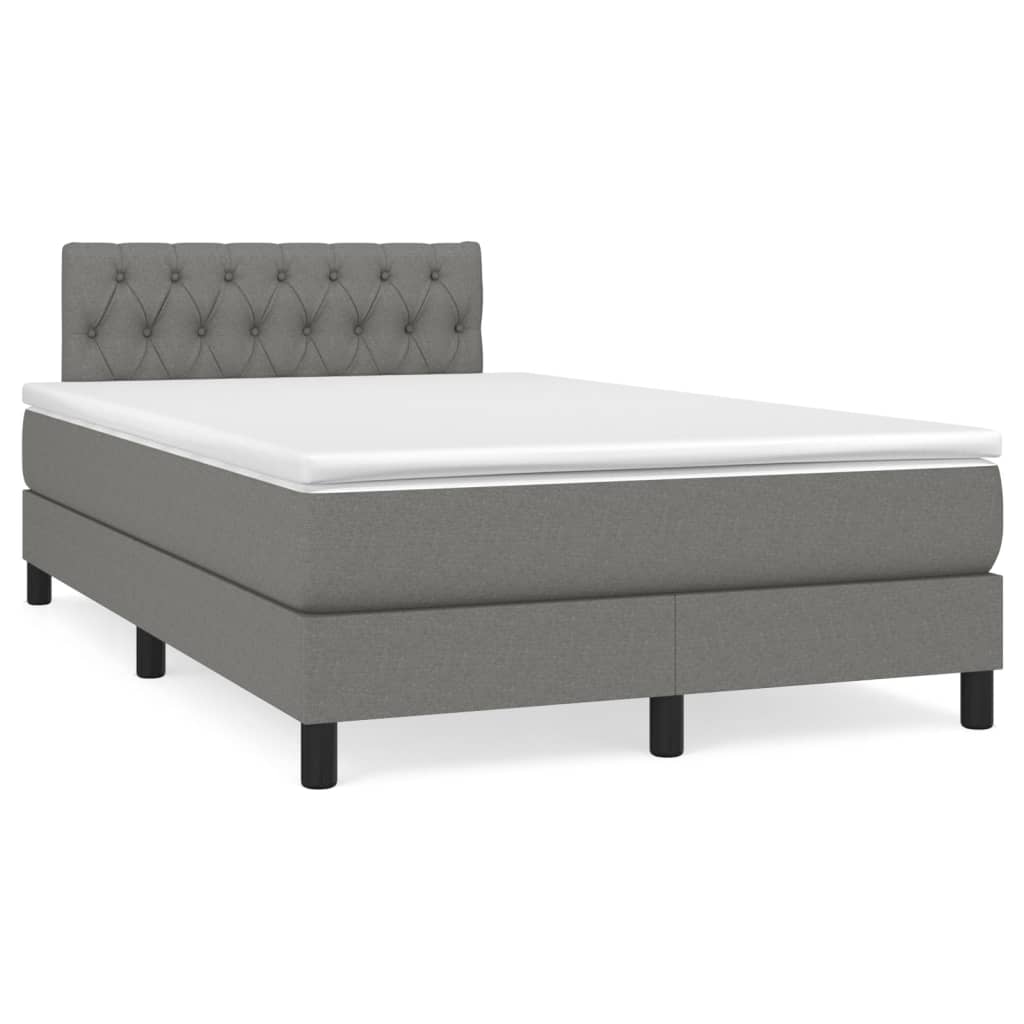 Boxspring met matras stof donkergrijs 120x200 cm Bedden & bedframes | Creëer jouw Trendy Thuis | Gratis bezorgd & Retour | Trendy.nl