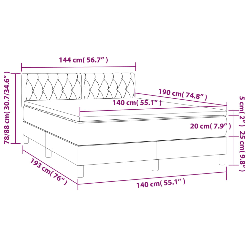 Boxspring met matras stof donkergrijs 140x190 cm Bedden & bedframes | Creëer jouw Trendy Thuis | Gratis bezorgd & Retour | Trendy.nl