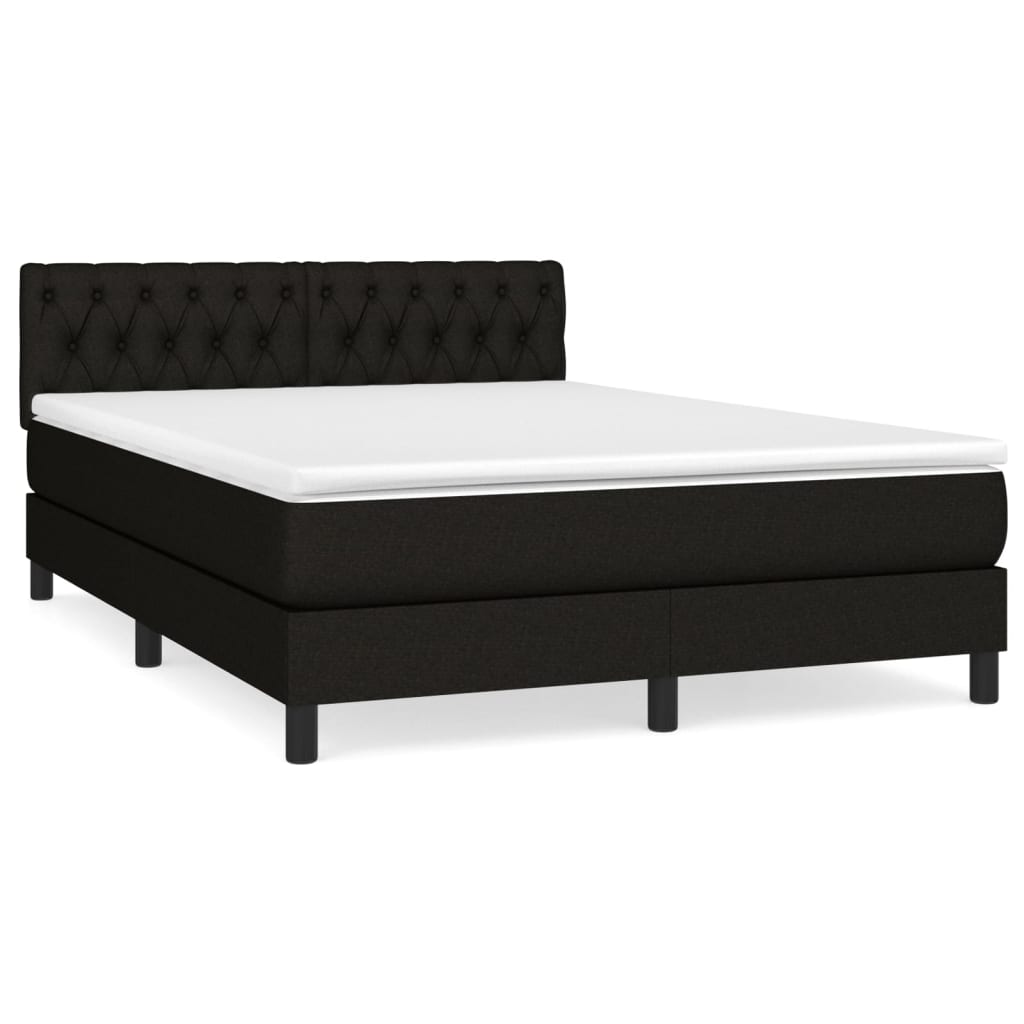 Boxspring met matras stof zwart 140x190 cm Bedden & bedframes | Creëer jouw Trendy Thuis | Gratis bezorgd & Retour | Trendy.nl