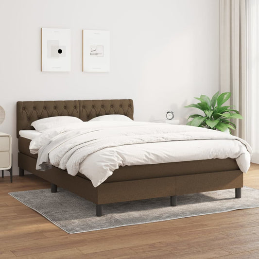 Boxspring met matras stof donkerbruin 140x200 cm Bedden & bedframes | Creëer jouw Trendy Thuis | Gratis bezorgd & Retour | Trendy.nl